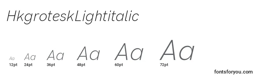 Размеры шрифта HkgroteskLightitalic (103393)