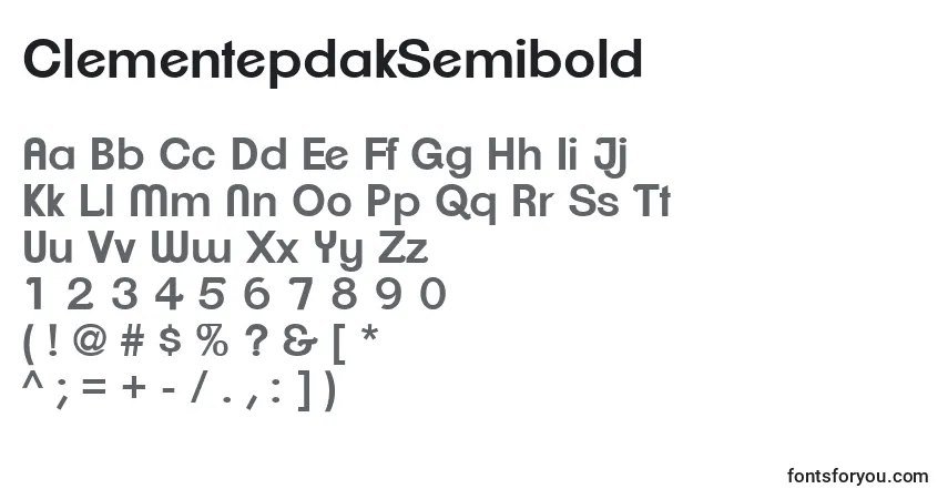 Czcionka ClementepdakSemibold – alfabet, cyfry, specjalne znaki