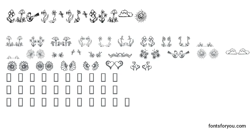 Шрифт Gardendingbats – алфавит, цифры, специальные символы