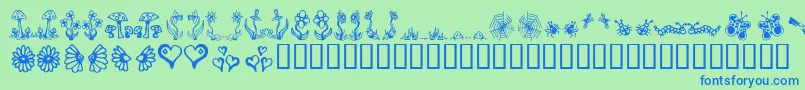 Gardendingbats Font – Blue Fonts on Green Background