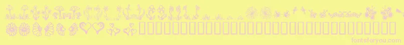 Gardendingbats Font – Pink Fonts on Yellow Background