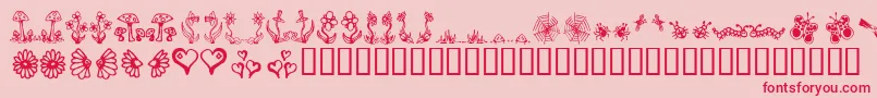 Gardendingbats-Schriftart – Rote Schriften auf rosa Hintergrund