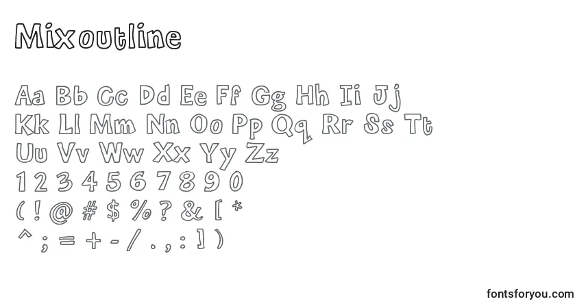 Mixoutline font – alphabet, numbers, special characters