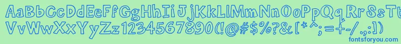 Mixoutline-fontti – siniset fontit vihreällä taustalla