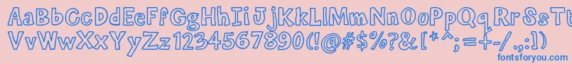 Mixoutline-Schriftart – Blaue Schriften auf rosa Hintergrund