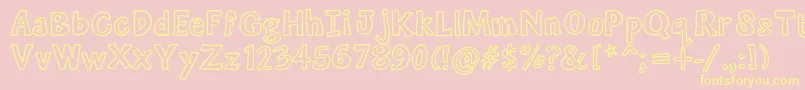 Mixoutline-Schriftart – Gelbe Schriften auf rosa Hintergrund
