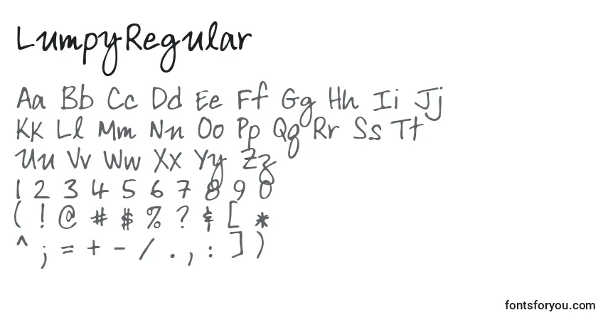 A fonte LumpyRegular – alfabeto, números, caracteres especiais