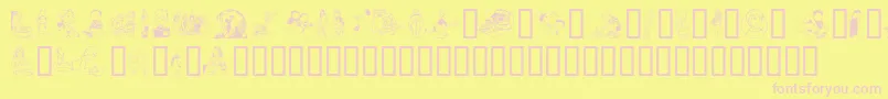 Kiddieclip1-Schriftart – Rosa Schriften auf gelbem Hintergrund