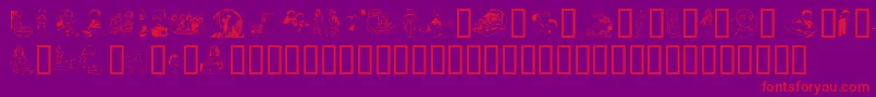 フォントKiddieclip1 – 紫の背景に赤い文字