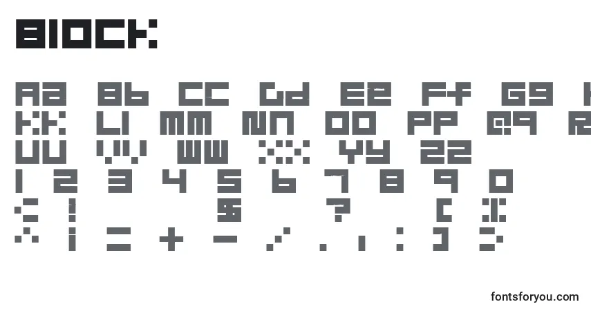 Schriftart Block (103400) – Alphabet, Zahlen, spezielle Symbole