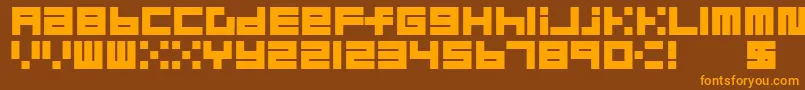 Block-Schriftart – Orangefarbene Schriften auf braunem Hintergrund