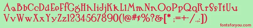 Hutsutralstonnf Font – Red Fonts on Green Background