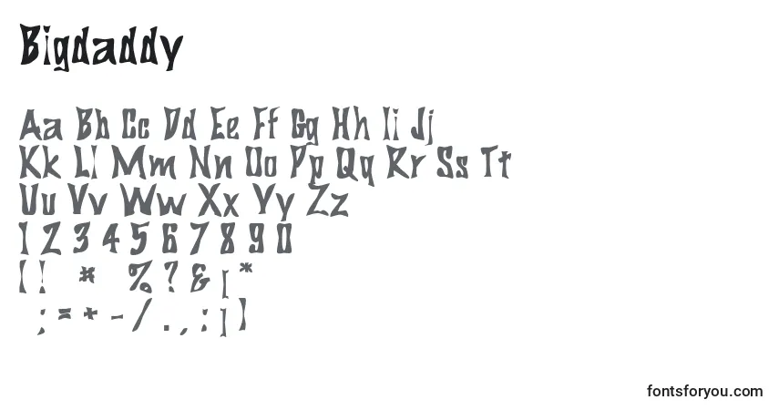 A fonte Bigdaddy – alfabeto, números, caracteres especiais