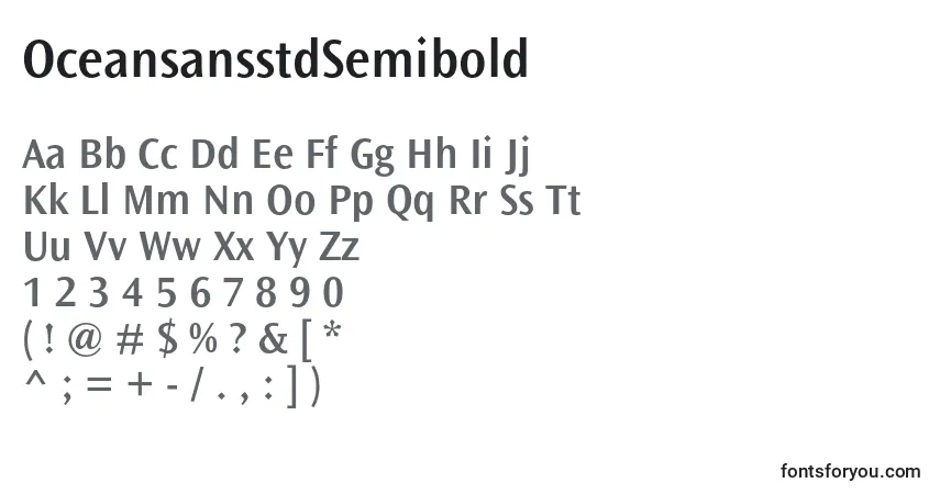 Czcionka OceansansstdSemibold – alfabet, cyfry, specjalne znaki