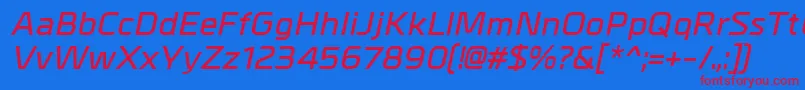 MetralDemibolditalic Font – Red Fonts on Blue Background