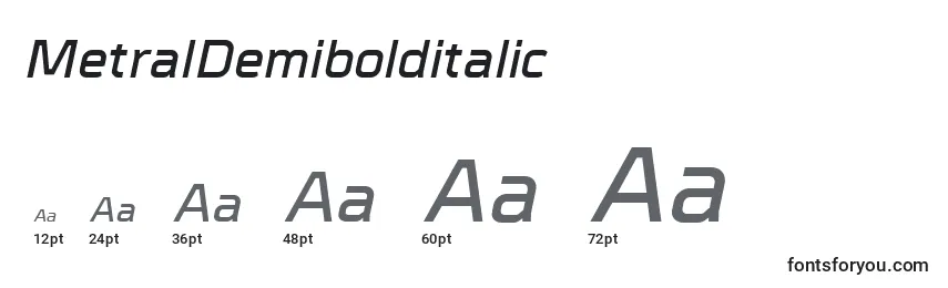 MetralDemibolditalic Font Sizes