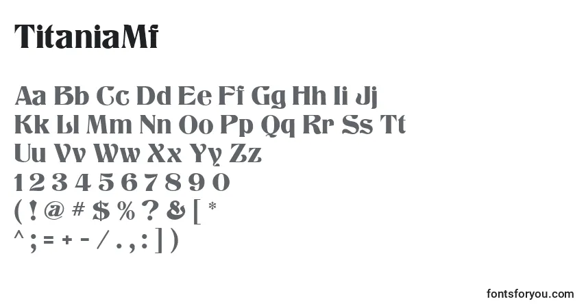Schriftart TitaniaMf – Alphabet, Zahlen, spezielle Symbole