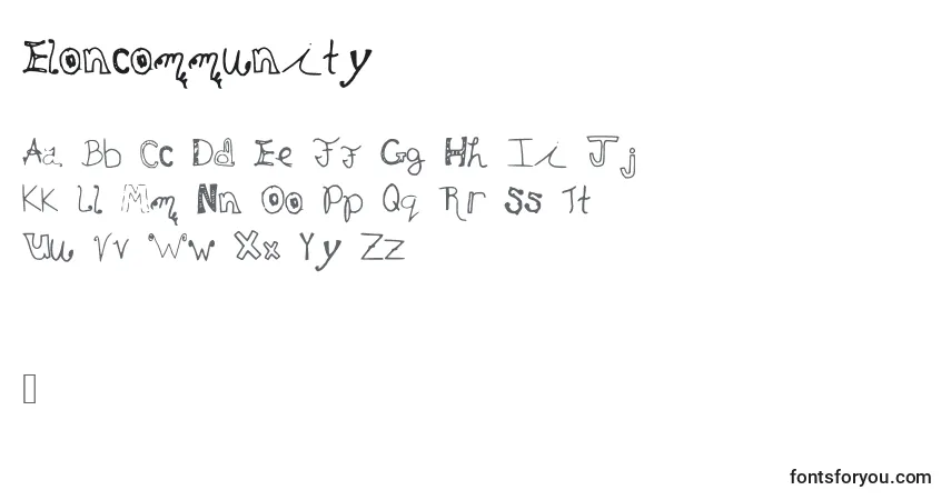 Schriftart Eloncommunity – Alphabet, Zahlen, spezielle Symbole