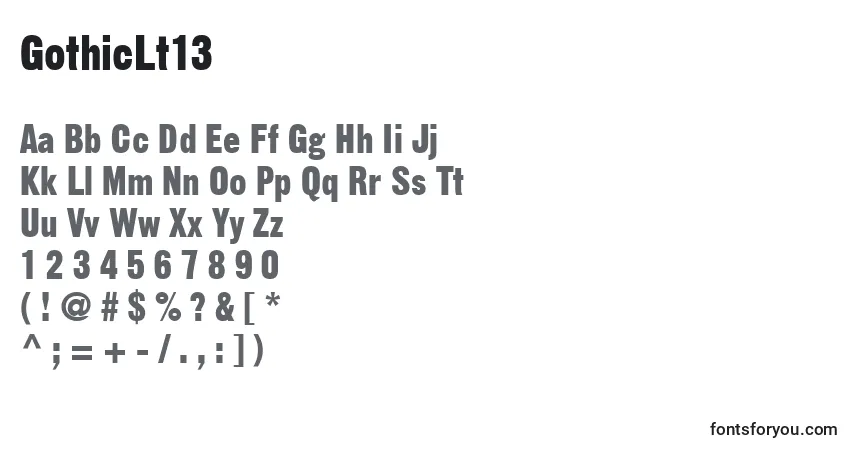 A fonte GothicLt13 – alfabeto, números, caracteres especiais