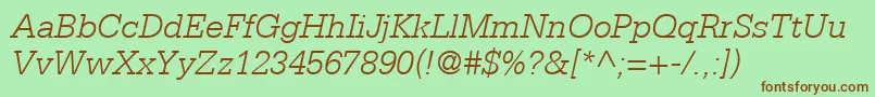 SerifaLt46LightItalic Font – Brown Fonts on Green Background