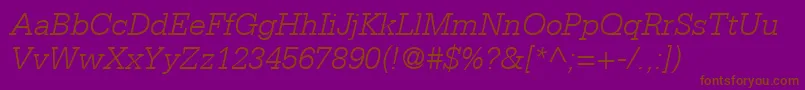 SerifaLt46LightItalic Font – Brown Fonts on Purple Background