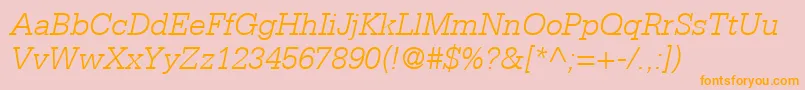 フォントSerifaLt46LightItalic – オレンジの文字がピンクの背景にあります。