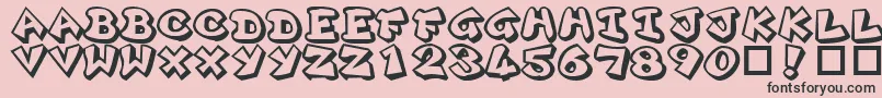 Weitere Informationen zur Plok ffy-Schriftart Plok ffy-Schriftart – Schwarze Schriften auf rosa Hintergrund
