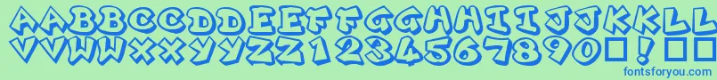 Plok ffy Font – Blue Fonts on Green Background