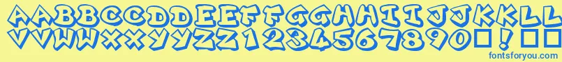 Fonte Plok ffy – fontes azuis em um fundo amarelo