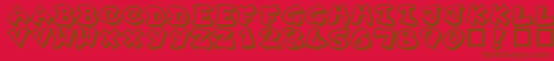 Plok ffy-Schriftart – Braune Schriften auf rotem Hintergrund