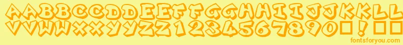 Plok ffy Font – Orange Fonts on Yellow Background