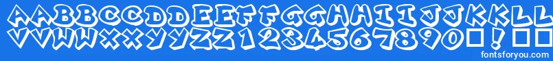 Plok ffy Font – White Fonts on Blue Background