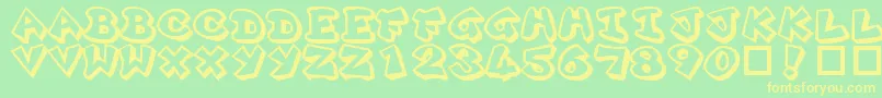 Plok ffy Font – Yellow Fonts on Green Background