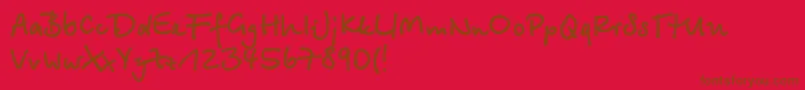 Betinas-Schriftart – Braune Schriften auf rotem Hintergrund