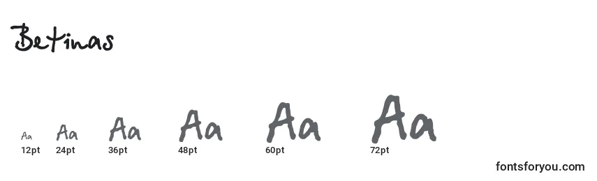 Размеры шрифта Betinas