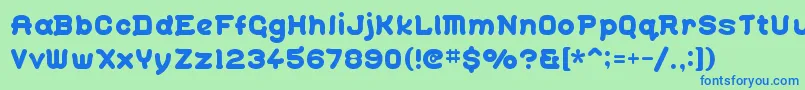 Gohan ffy Font – Blue Fonts on Green Background
