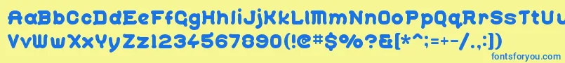 Gohan ffy Font – Blue Fonts on Yellow Background