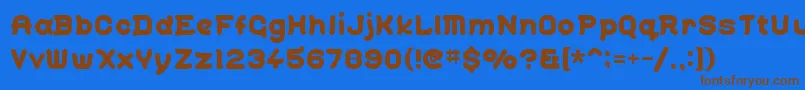 フォントGohan ffy – 茶色の文字が青い背景にあります。
