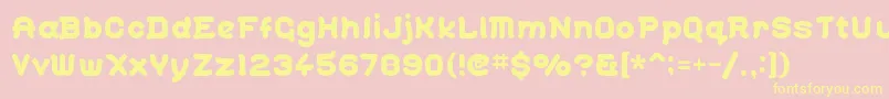 Gohan ffy-Schriftart – Gelbe Schriften auf rosa Hintergrund