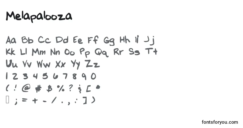 Шрифт Melapalooza – алфавит, цифры, специальные символы