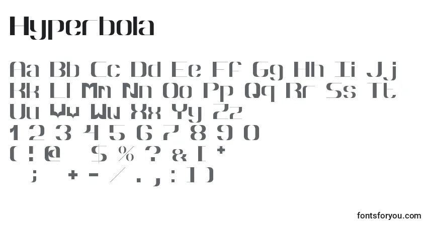 Schriftart Hyperbola – Alphabet, Zahlen, spezielle Symbole