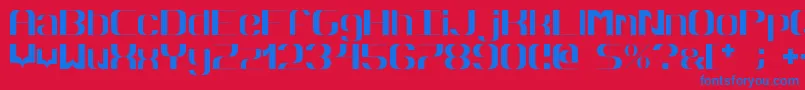 Hyperbola-Schriftart – Blaue Schriften auf rotem Hintergrund