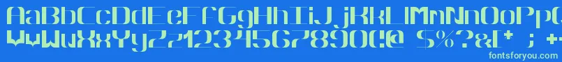 Czcionka Hyperbola – zielone czcionki na niebieskim tle