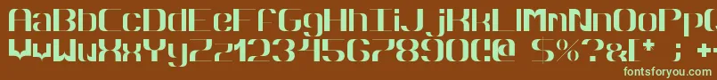 フォントHyperbola – 緑色の文字が茶色の背景にあります。