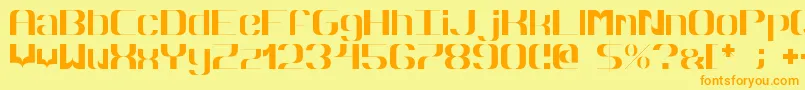 Hyperbolaフォントについての詳細 フォントHyperbola – オレンジの文字が黄色の背景にあります。