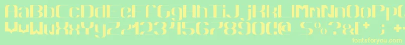 Hyperbola-Schriftart – Gelbe Schriften auf grünem Hintergrund