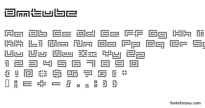 Czcionka Bmtube – alfabet, cyfry, specjalne znaki