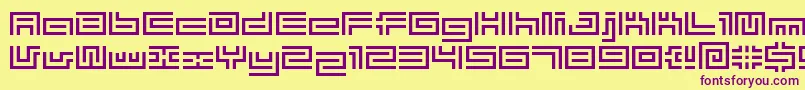 Bmtube-fontti – violetit fontit keltaisella taustalla