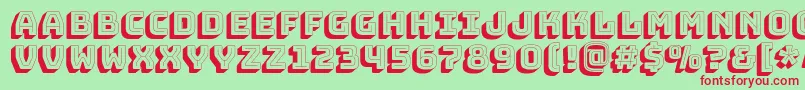 BungeeshadeRegular-fontti – punaiset fontit vihreällä taustalla