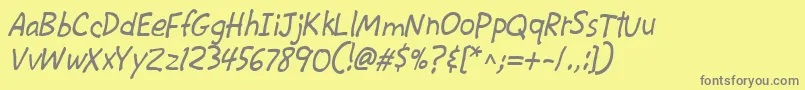 CacKrazyLegs-fontti – harmaat kirjasimet keltaisella taustalla